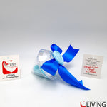 bomboniera linea solidale lilt living diamante plex con applicazione fiocco celeste