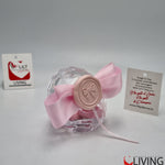 bomboniera linea solidale lilt living diamante plex con applicazione fiocco rosa