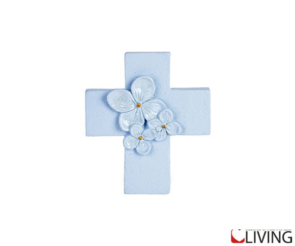 bomboniera magnete croce azzurra glitter