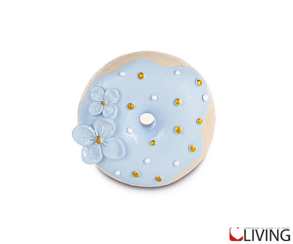 bomboniera magnete donut con fiori azzurri