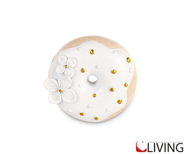 bomboniera magnete donut con fiori bianco