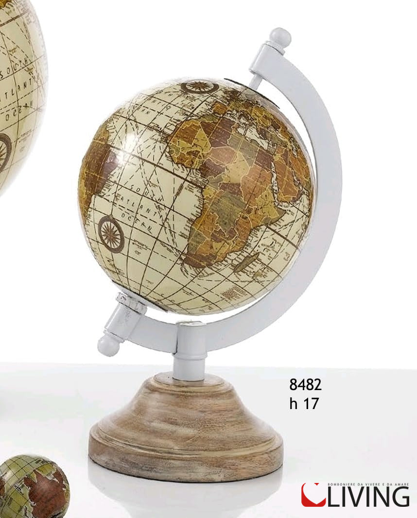 bomboniera mappamondo avorio base metallo antichizzato