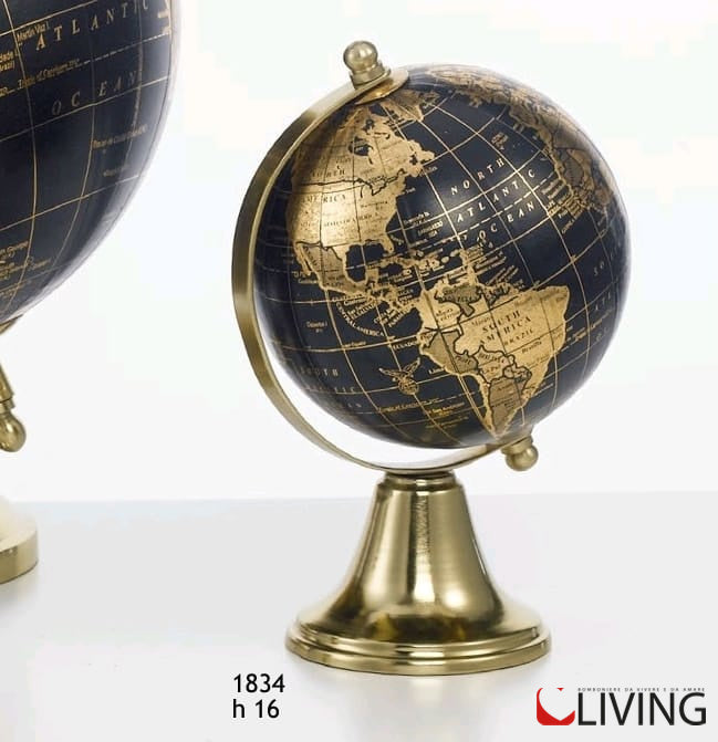 bomboniera mappamondo globo nero base metallo