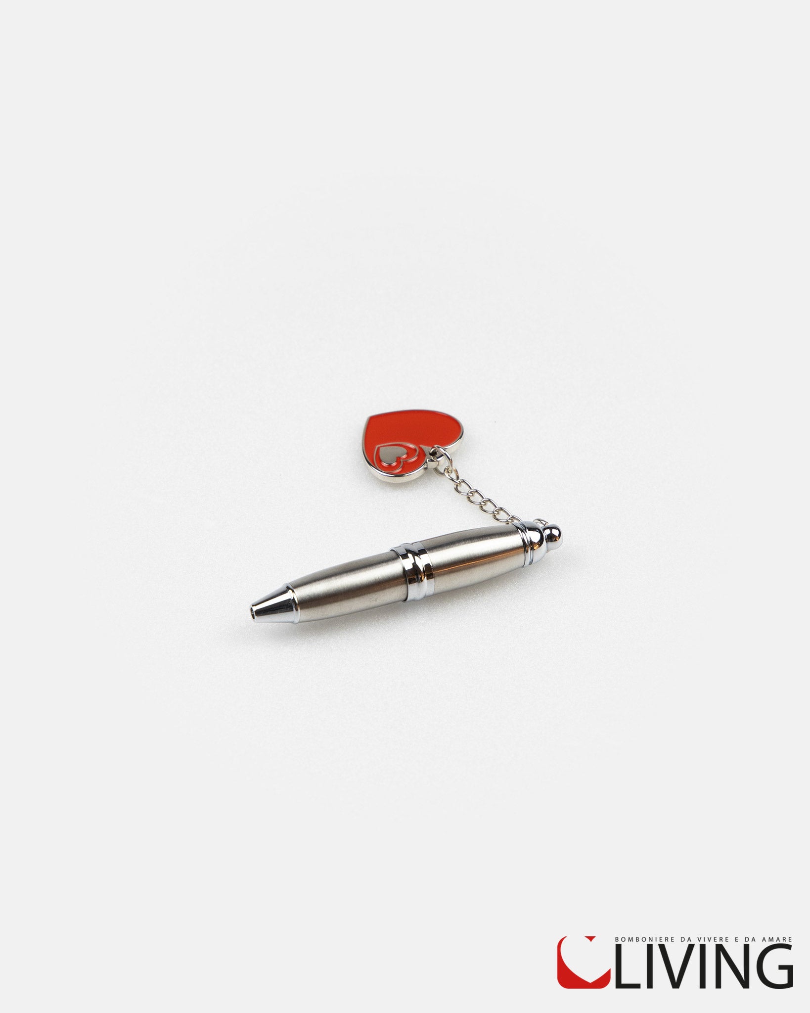 bomboniera mini penna acciaio cuore rosso