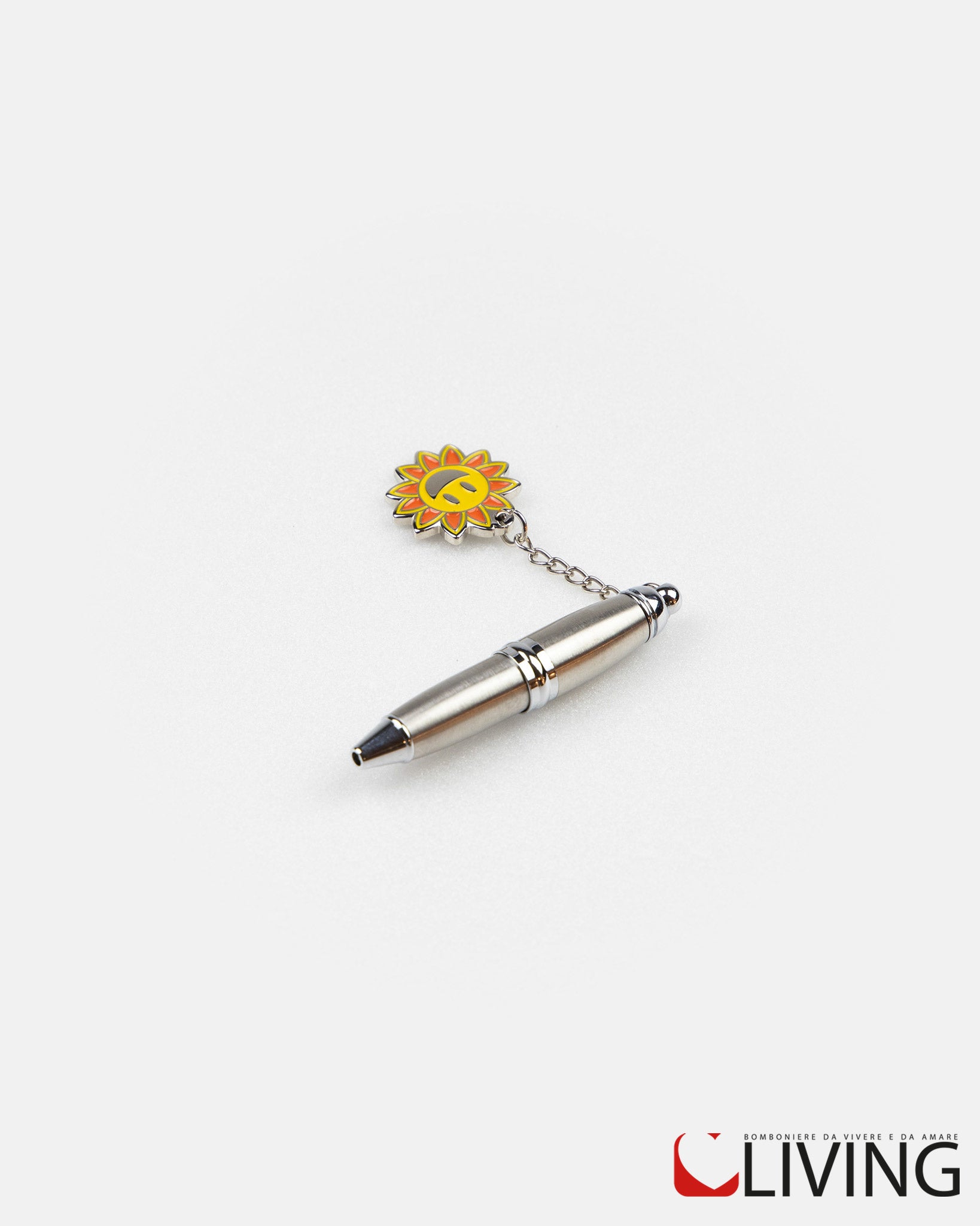 bomboniera mini penna acciaio sole giallo