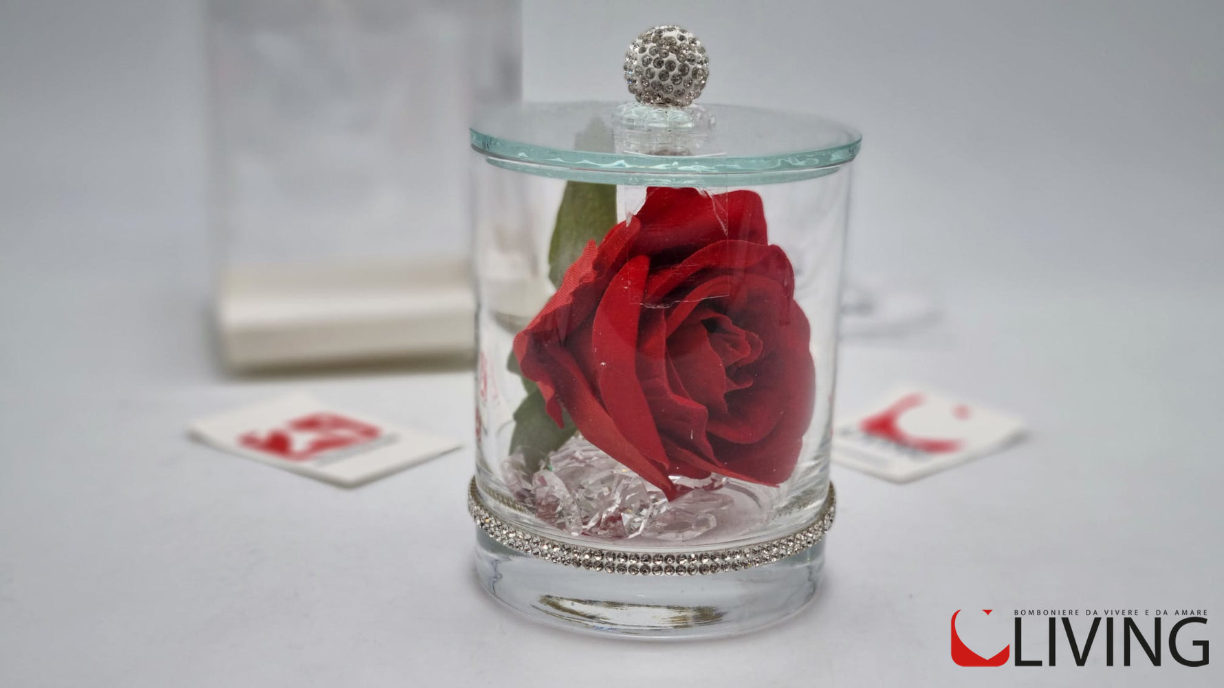 bomboniera monfleur con rosa rossa