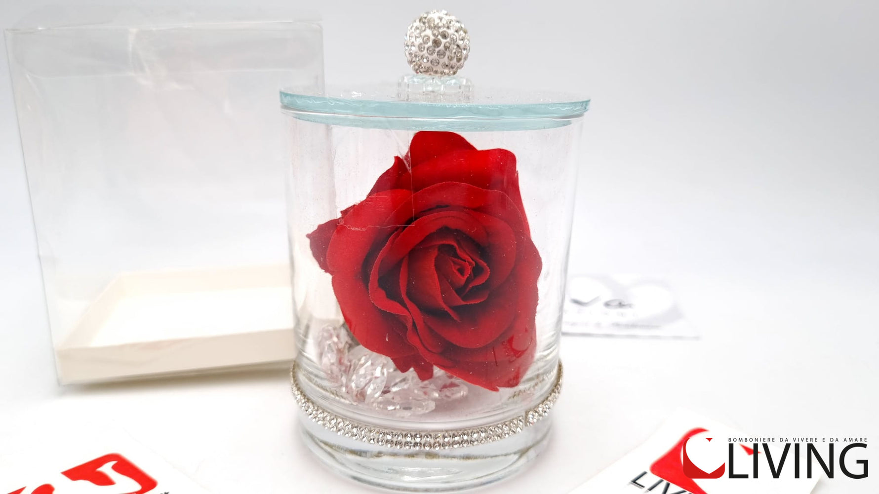 bomboniera monfleur con rosa rossa