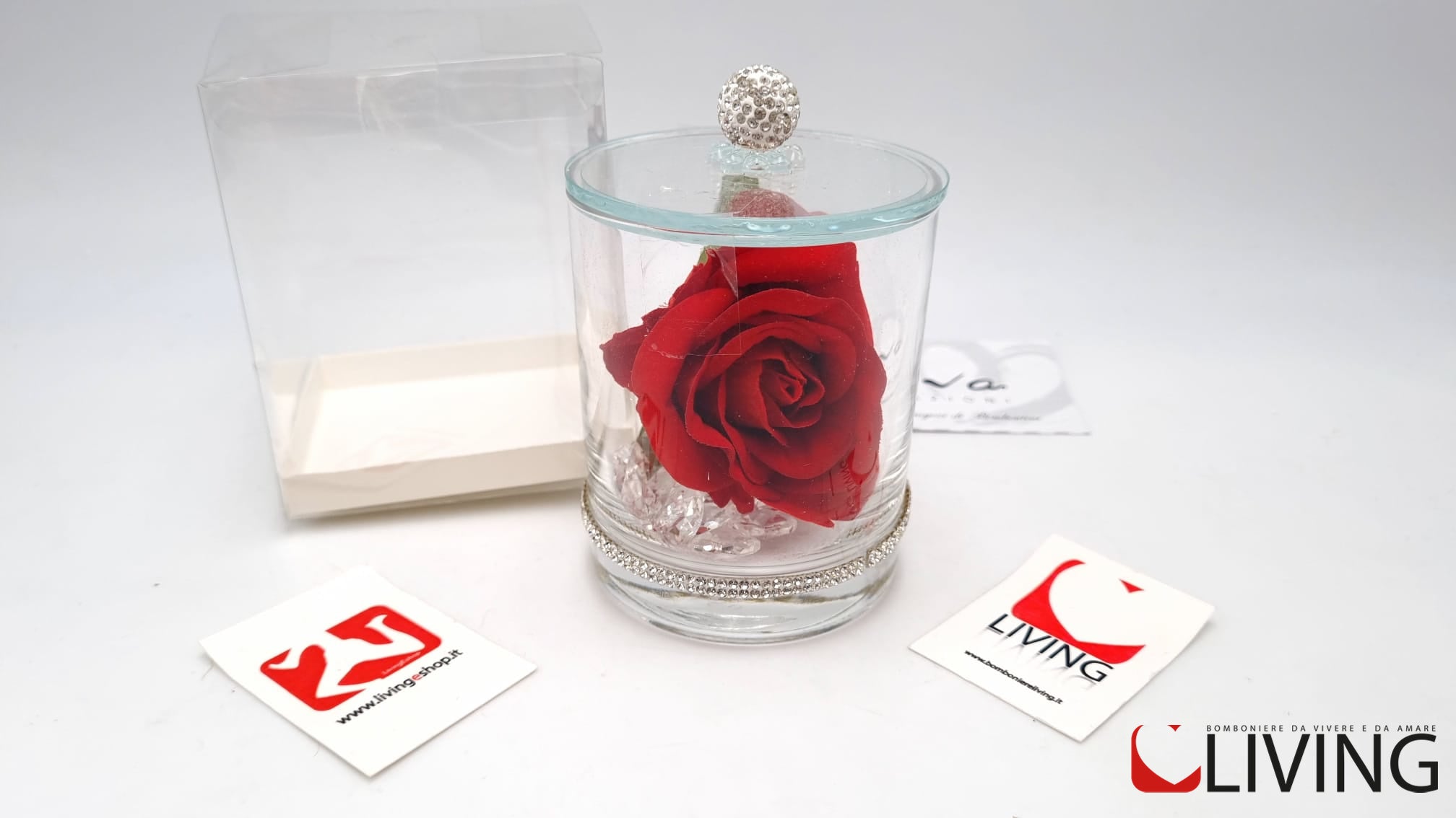 bomboniera monfleur con rosa rossa