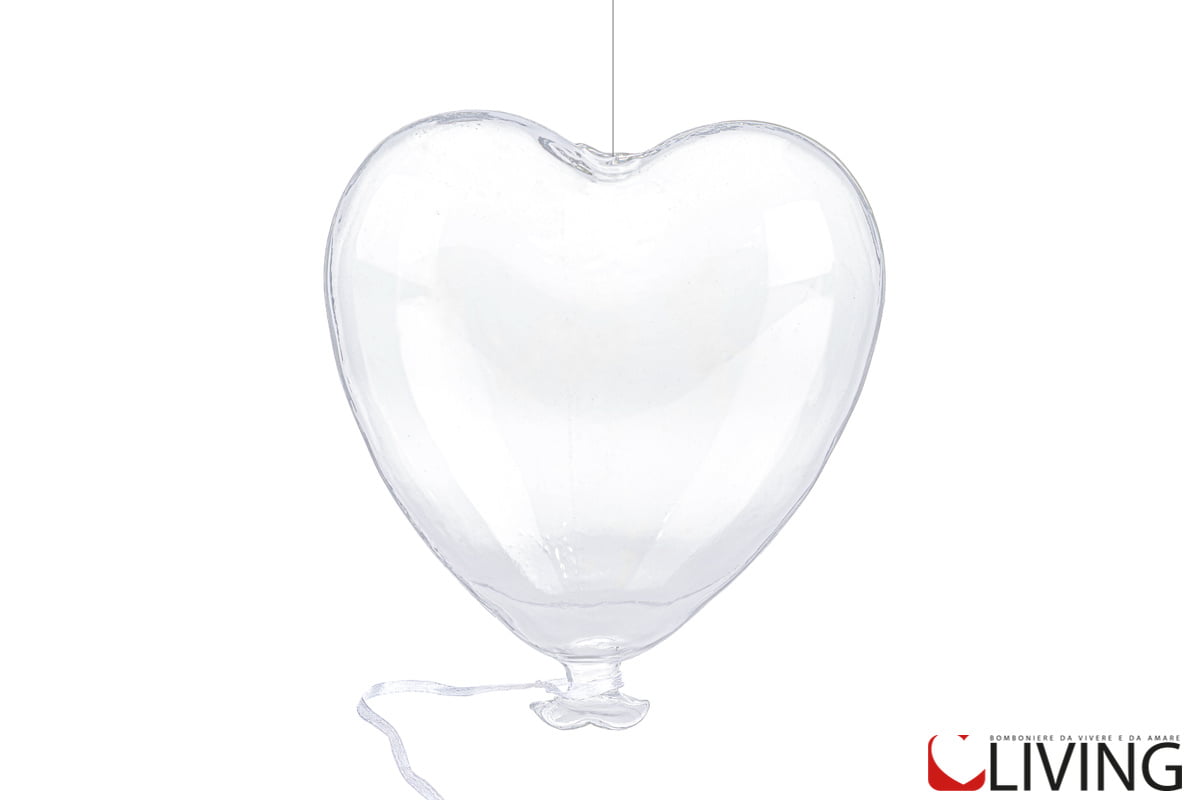 bomboniera palloncino cuore vetro da appendere