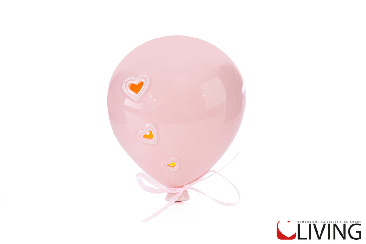 bomboniera palloncino led porcellana rosa
