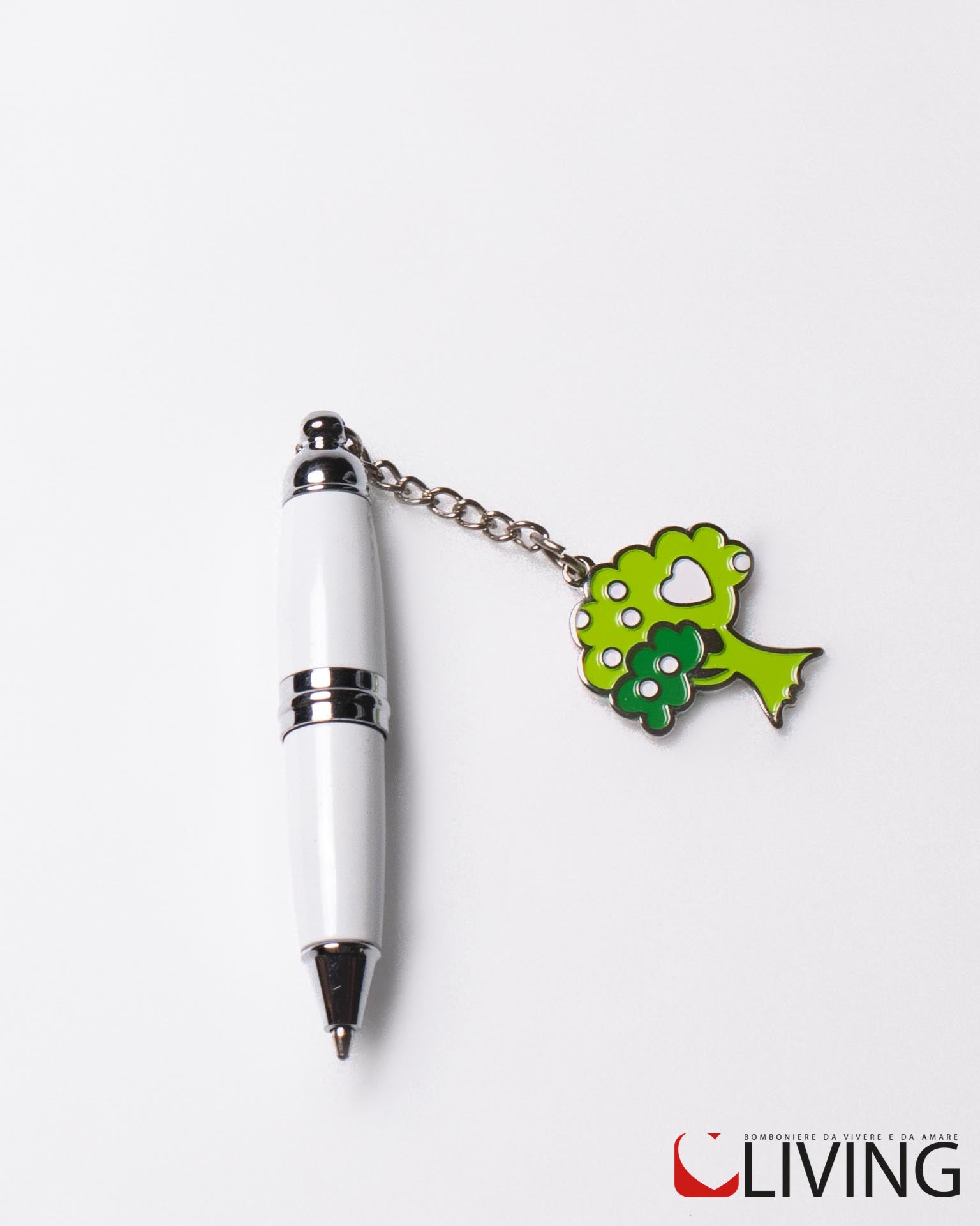 bomboniera mini penna bianca albero verde
