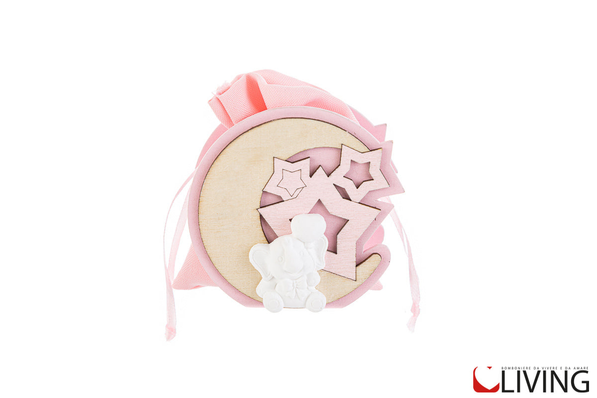 bomboniera portaconfetti legno elefantino rosa