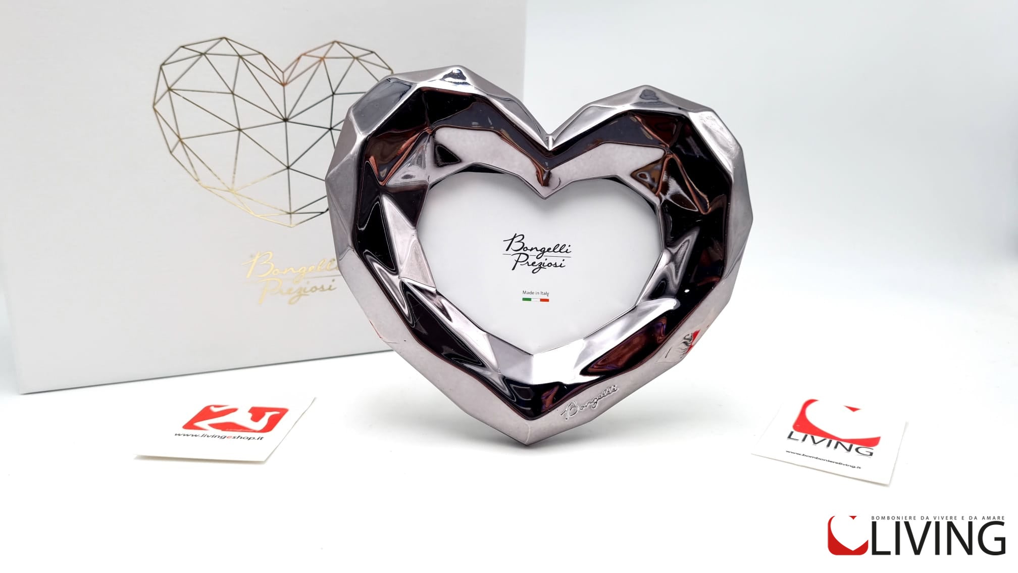 bomboniera portafoto cuore design colore cenere