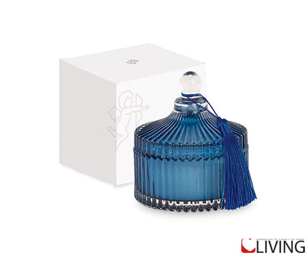 bomboniera potiche blu con nappa