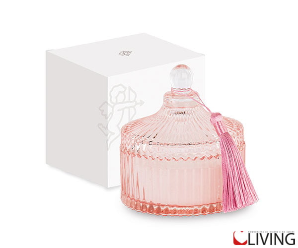 bomboniera potiche rosa con nappa