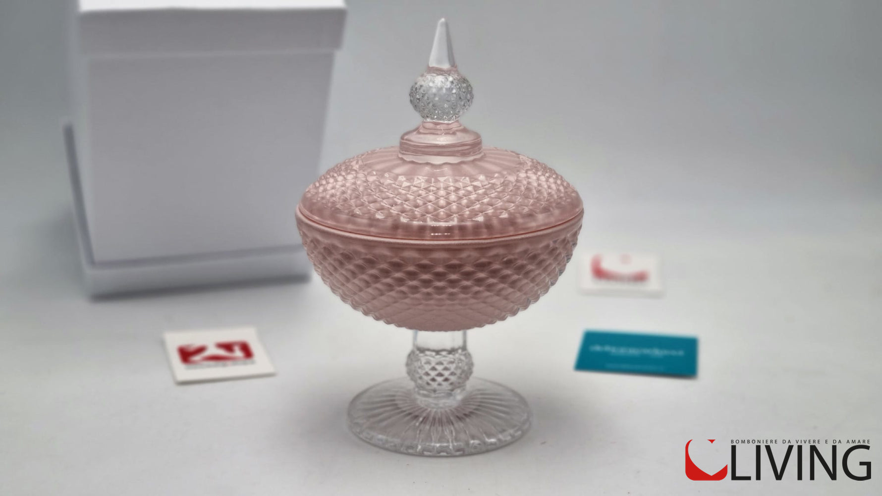 bomboniera potiche vetro rosa