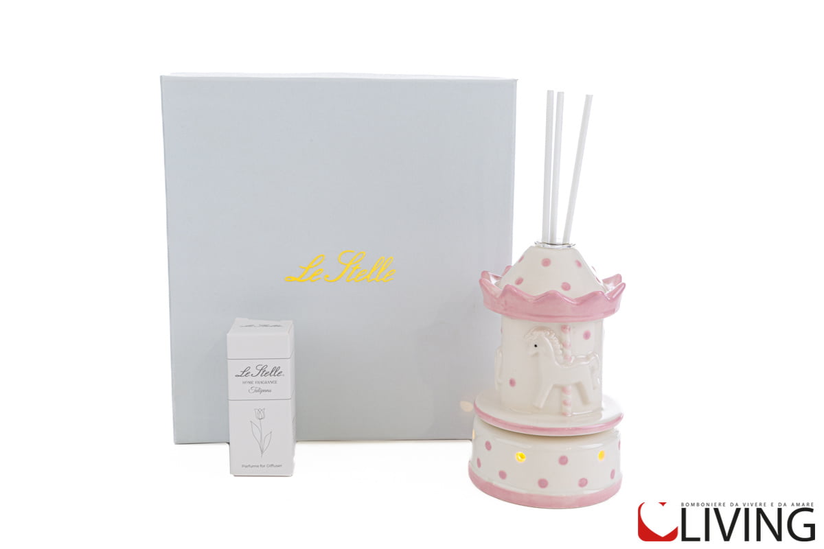 bomboniera profumatore giostrina rosa luce led