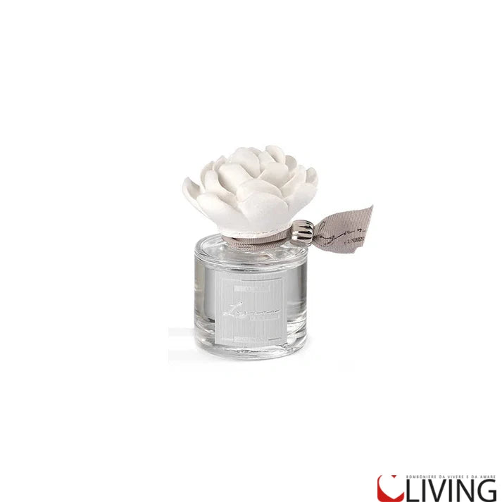 bomboniera profumatore tondo in vetro con gardenia in gesso