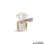 bomboniera profumatore tondo in vetro con gardenia in gesso
