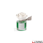 bomboniera profumatore tondo in vetro con gardenia in gesso