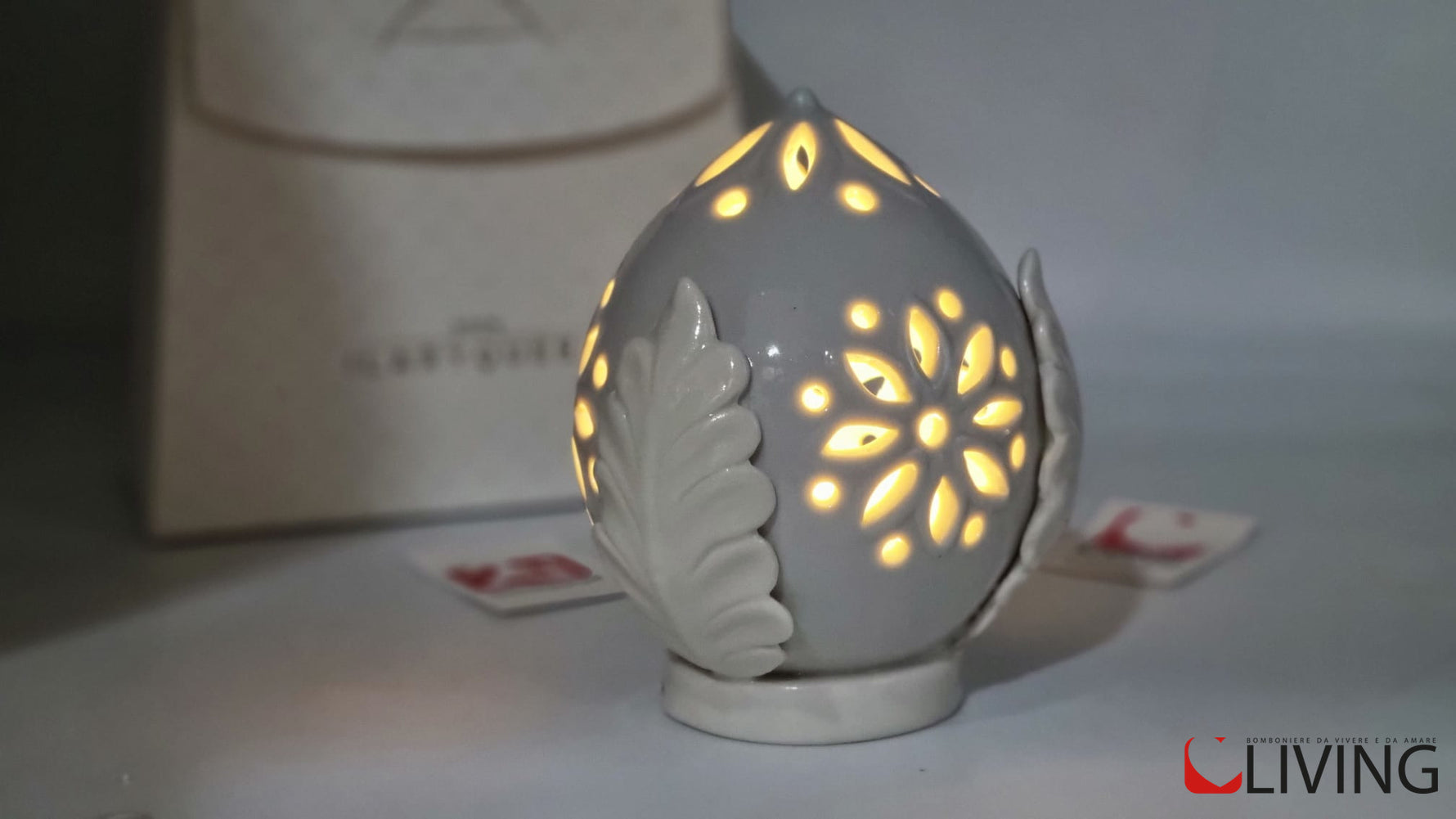 bomboniera pomo porcellana con luce led ilary queen