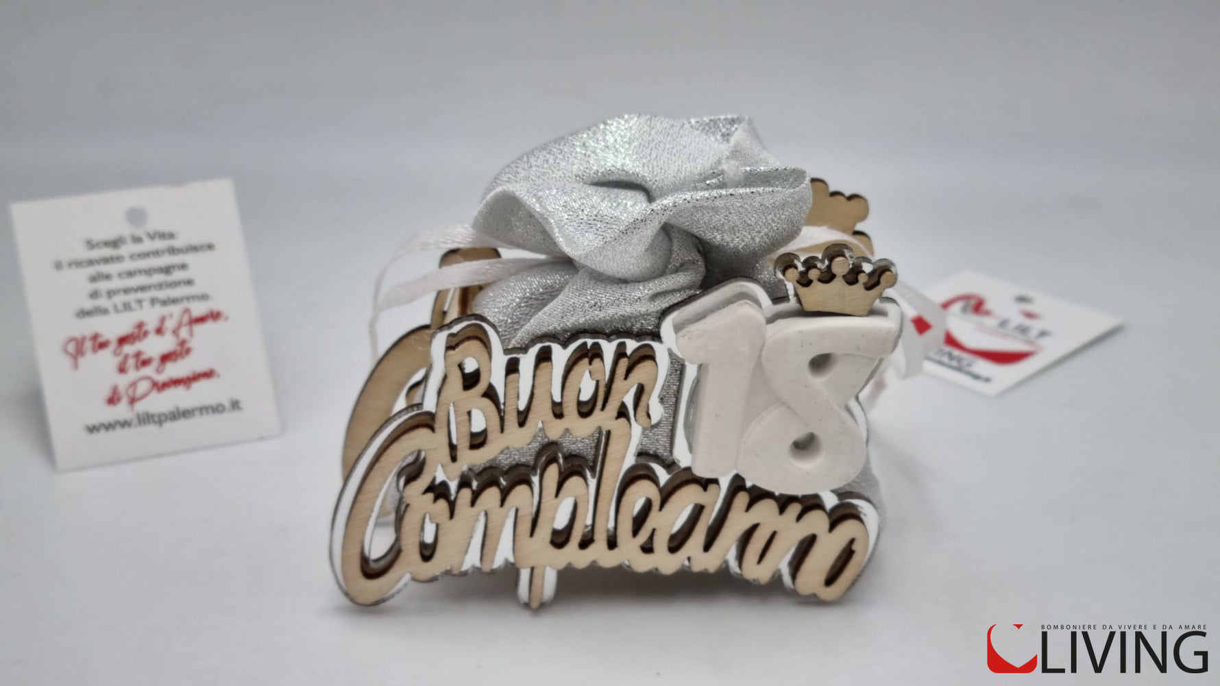bomboniera sacchetto18 anni argento linea solidale lilt living