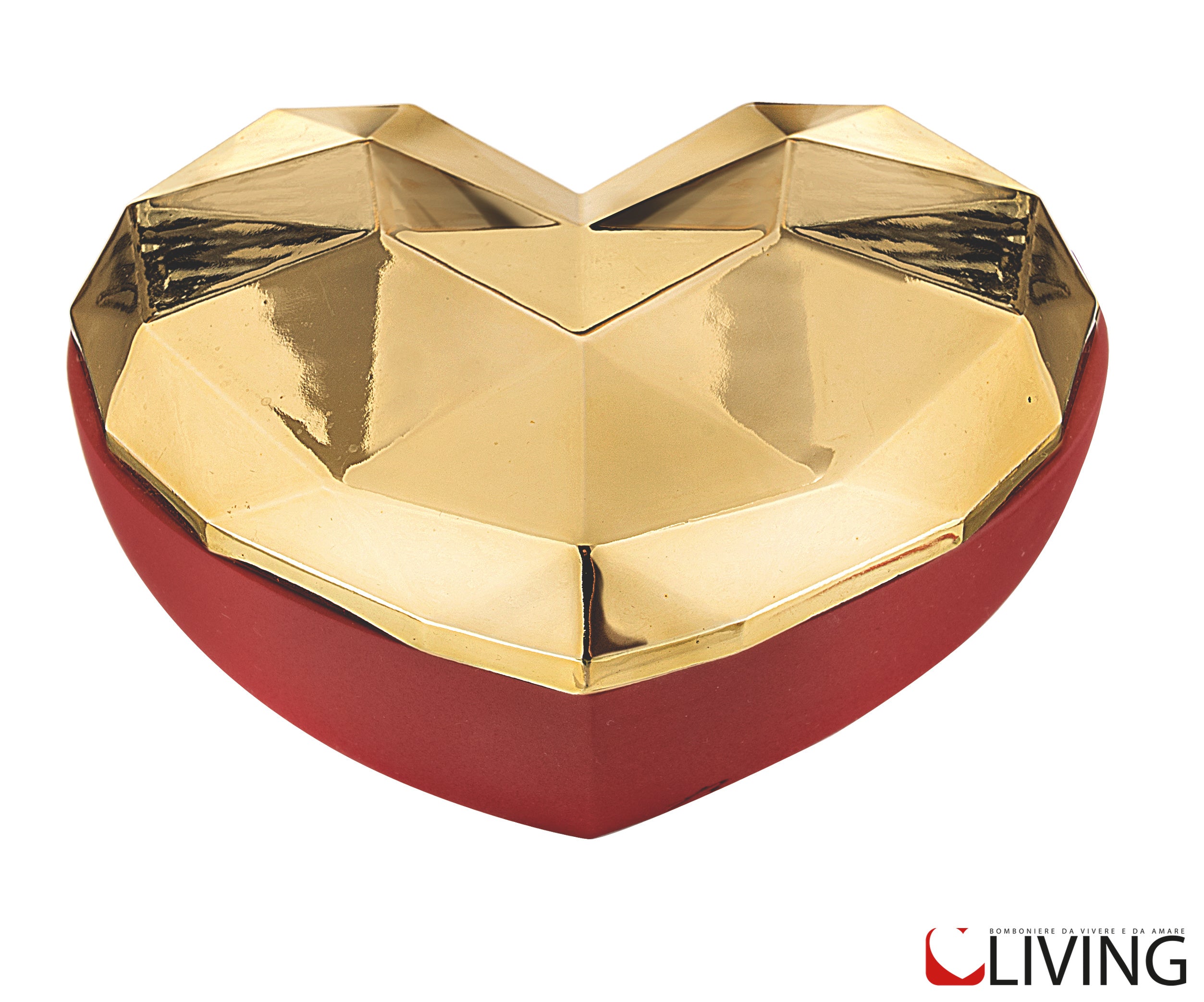 bomboniera scatola cuore design oro base rossa