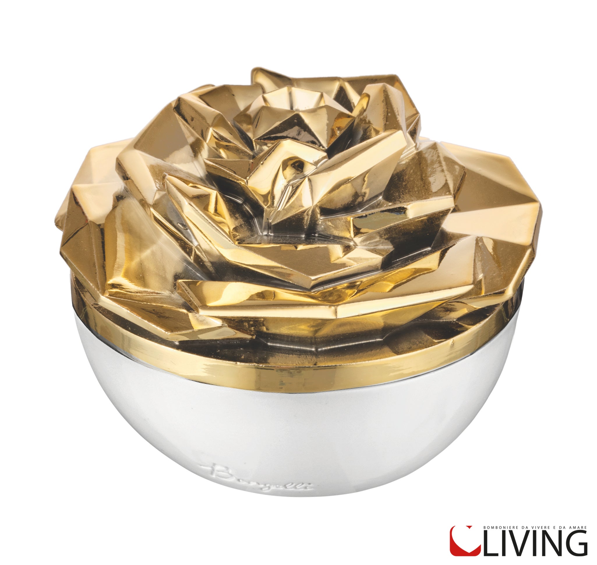 bomboniera scatola rosa design oro base bianca