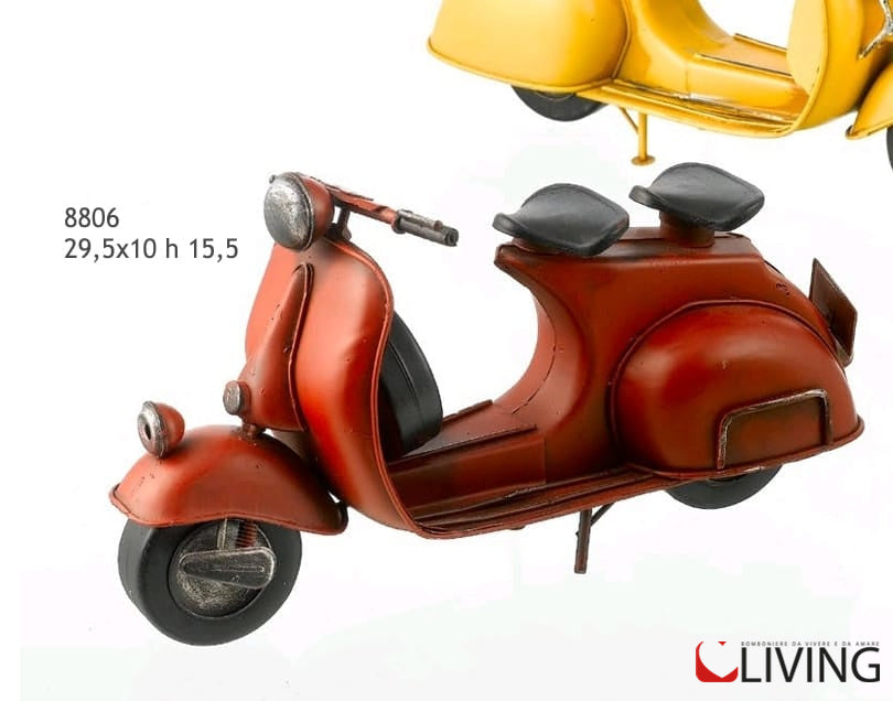 bomboniera scooter grande rosso vintage in metallo