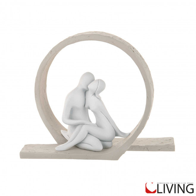 bomboniera scultura innamorati bianco oro