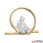bomboniera scultura innamorati bianco oro
