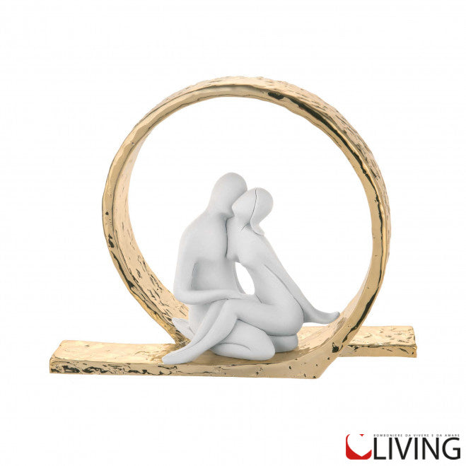 bomboniera scultura innamorati bianco oro