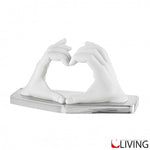 bomboniera scultura marmorino mani cuore bianco argento me2424 2