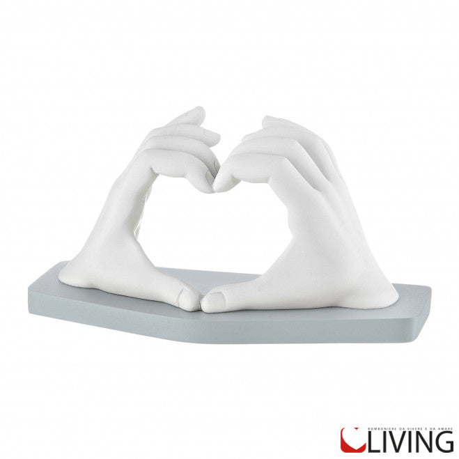 bomboniera scultura marmorino mani cuore bianco carta da zucchero me2424 2cz