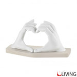 bomboniera scultura marmorino mani cuore bianco nocciola me2424 2n