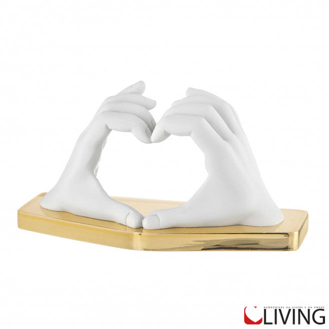bomboniera scultura marmorino mani cuore bianco oro me2424 2
