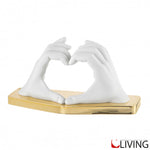 bomboniera scultura marmorino mani cuore bianco oro me2424 2