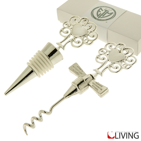bomboniera set 2 pezzi vino tappo e apribottiglie
