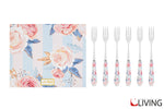 bomboniera set 6 forchettine linea stripe and roses