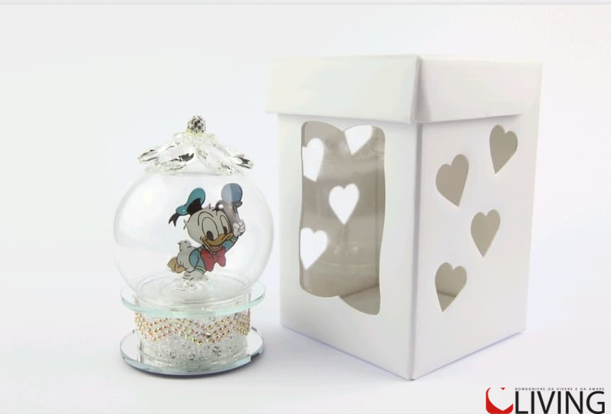 bomboniera base in cristallo luce led con paperino disney
