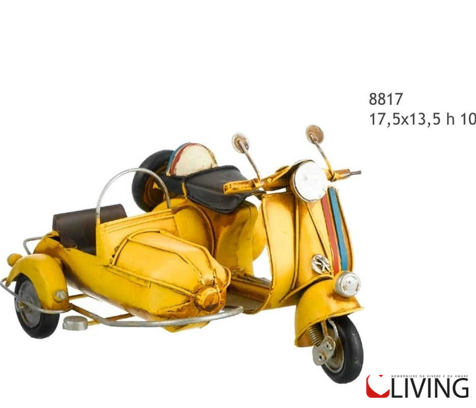 bomboniera sidecar vintage giallo in metallo