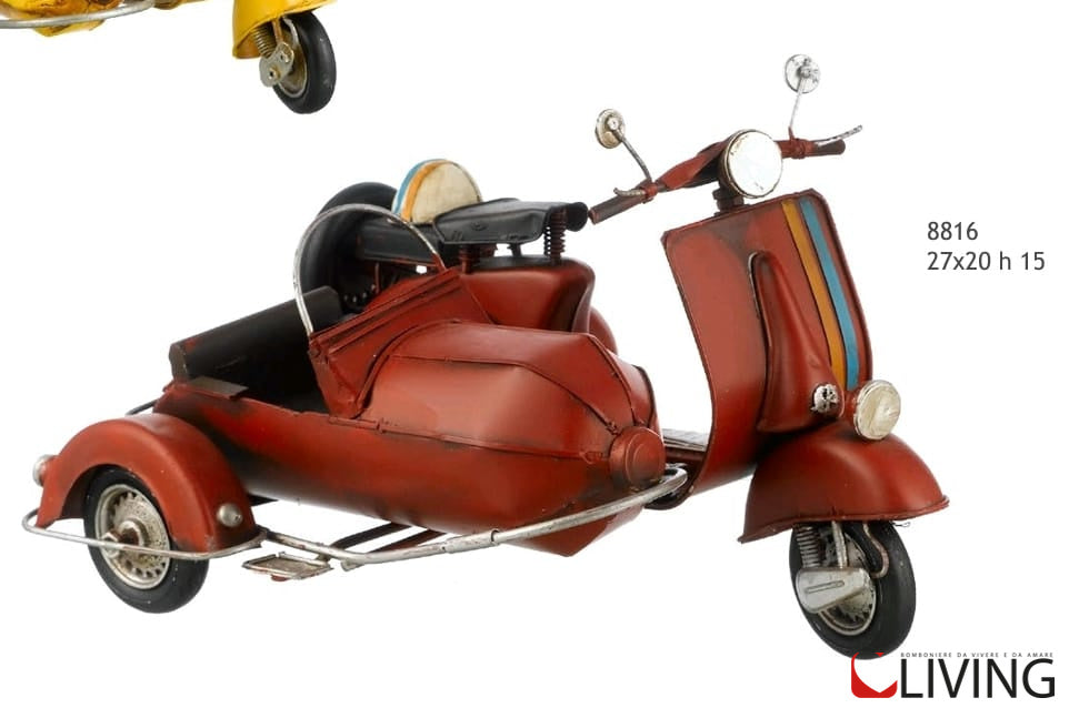 bomboniera sidecar grande vintage rosso in metallo