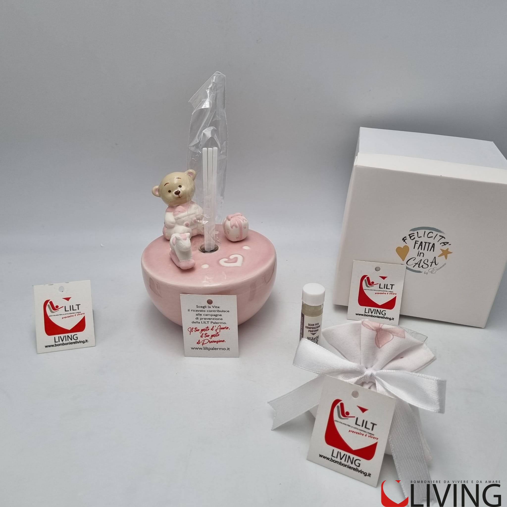 bomboniera linea solidale lilt living diffusore bibì rosa