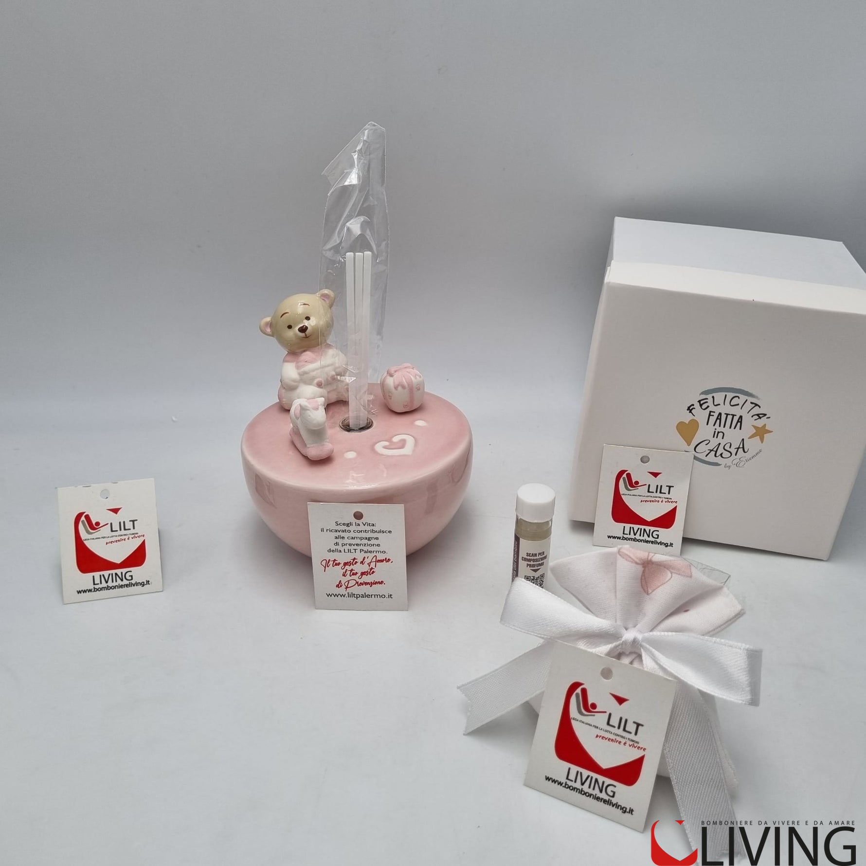 bomboniera linea solidale lilt living diffusore bibì rosa