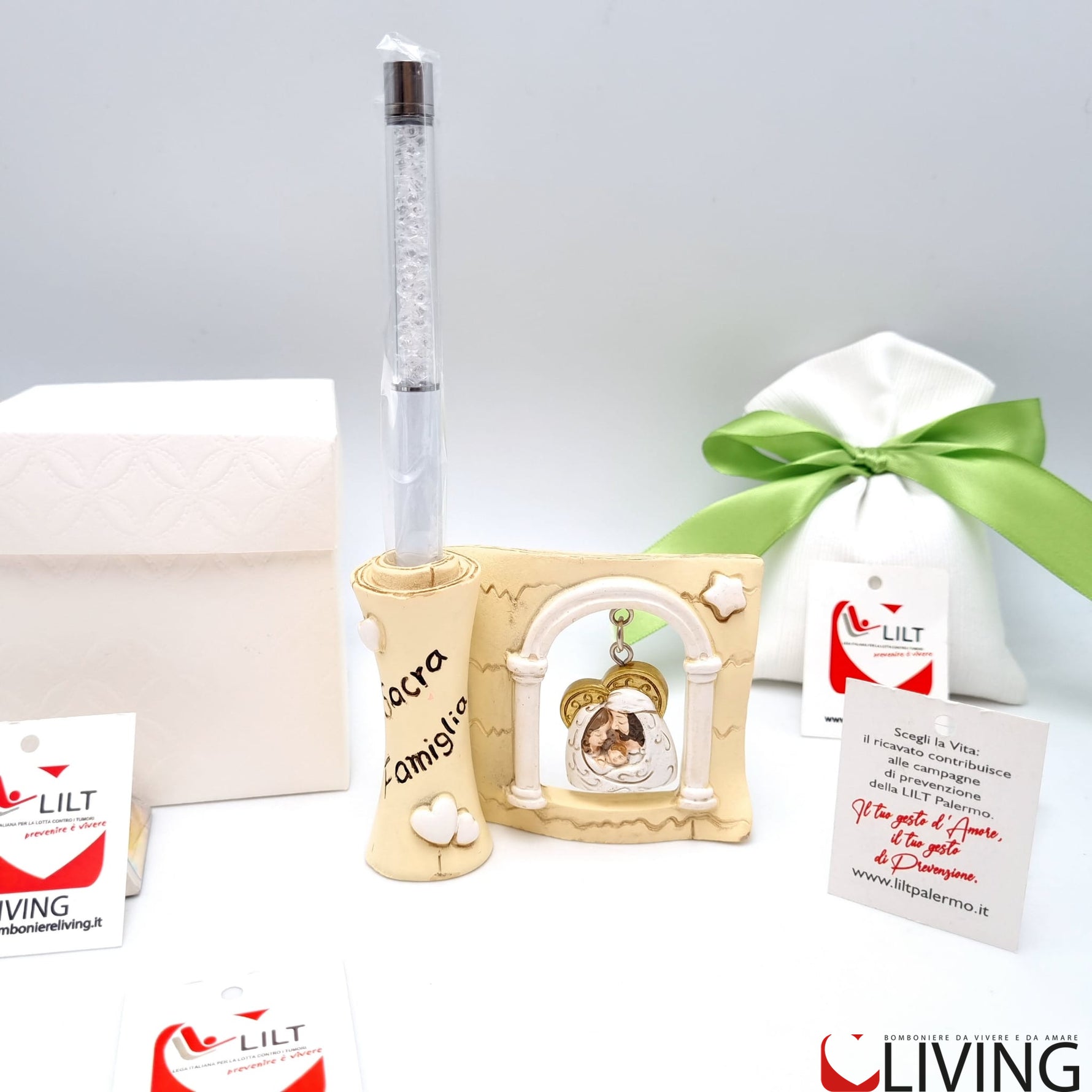 bomboniera linea solidale lilt living icona sacra famiglia con penna