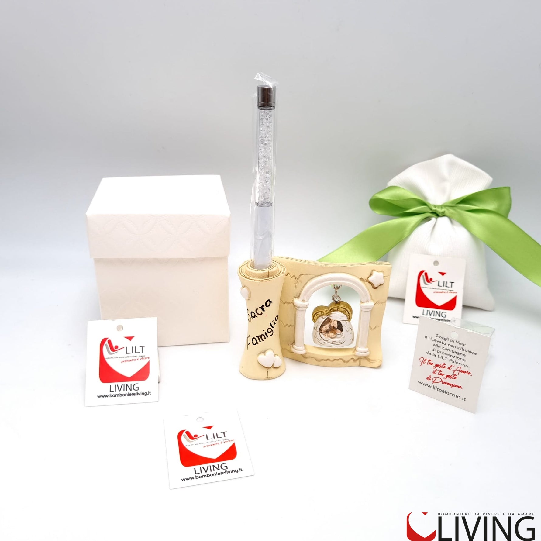 bomboniera linea solidale lilt living icona sacra famiglia con penna
