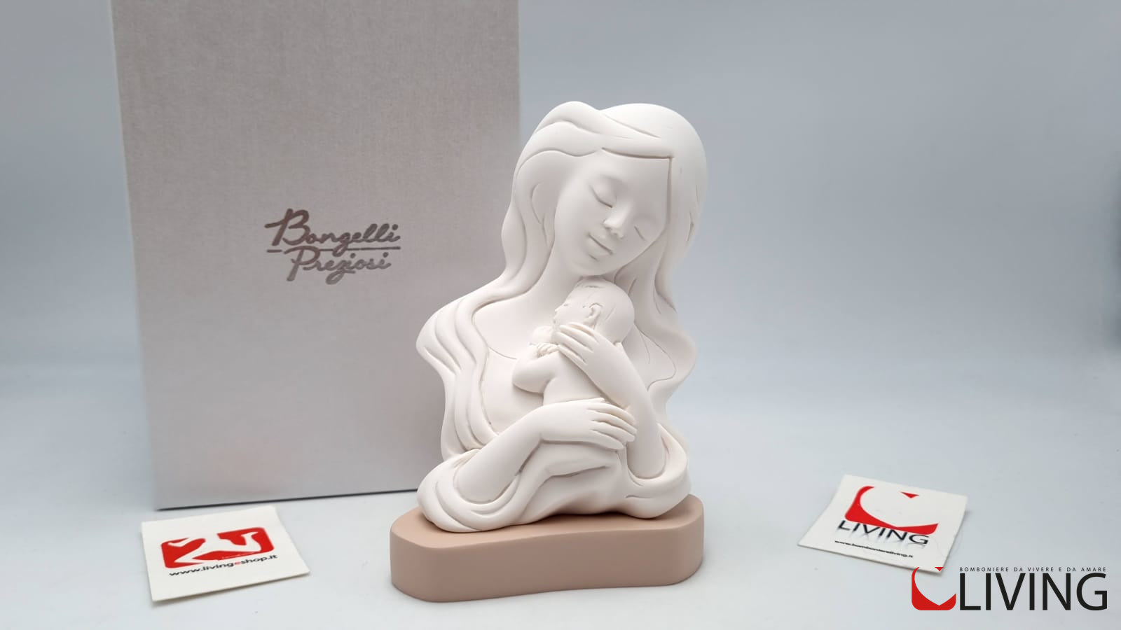 bomboniera statua maternità base rosa cipria