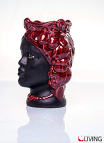 bomboniera testa di moro donna ceramica di caltagirone linea "gioiello bordeaux"