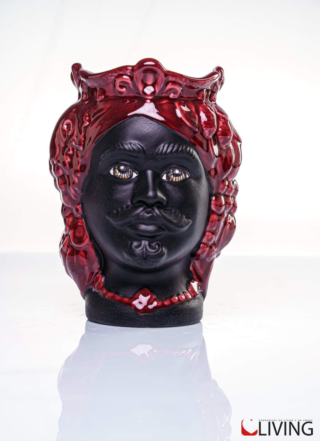 bomboniera testa di moro ceramica di caltagirone linea “gioiello bordeaux”