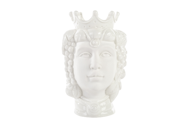 Vaso testa di moro donna in porcellana bianca